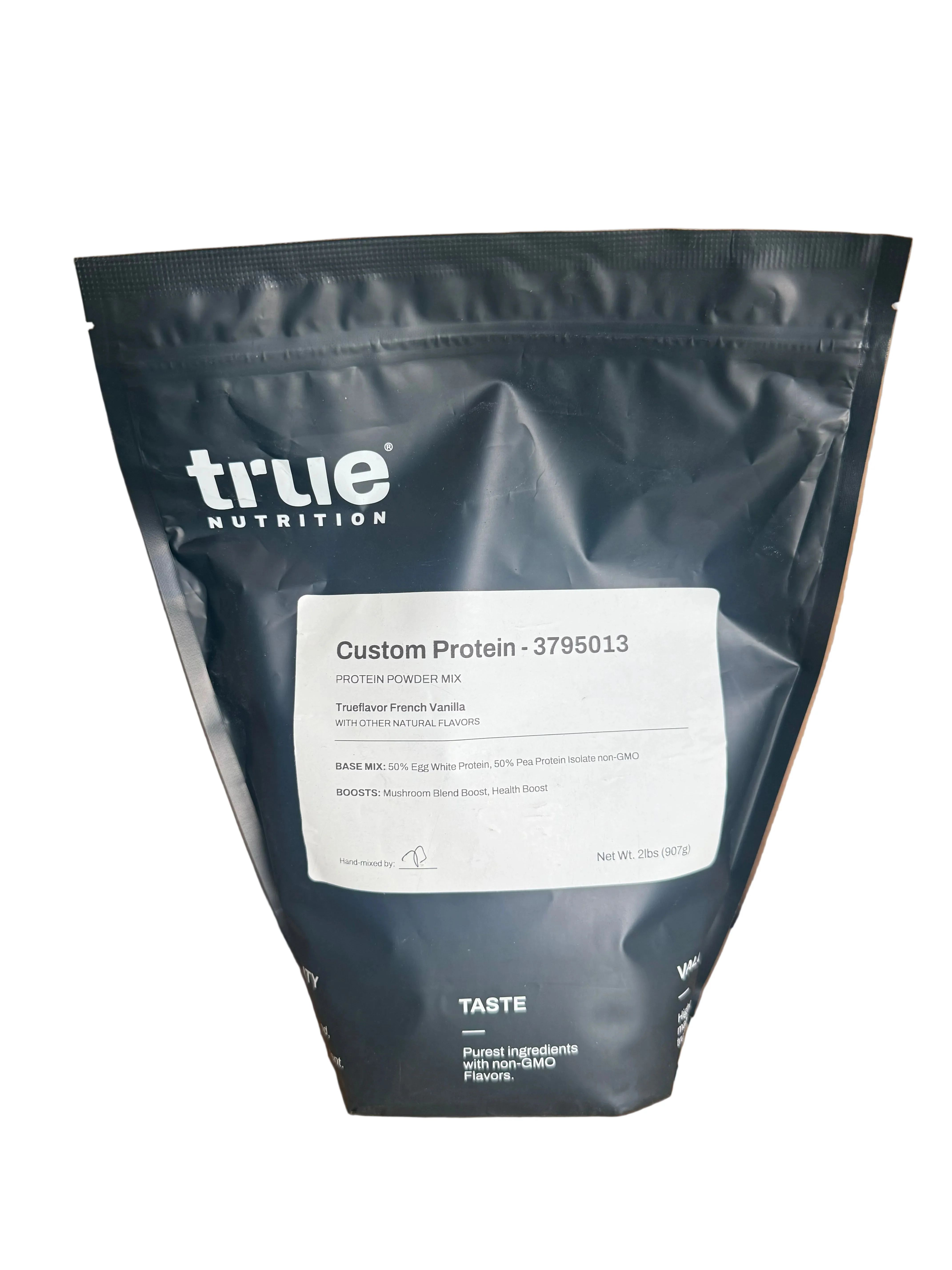 Trueflavor French Vanilla  WITH OTHER NATURAL FLAVORS 50% Egg White Protein, 50% Pea Protein Isolate non-GMO BOOSTS: Mushroom Blend Boost, Health Boost 2lb