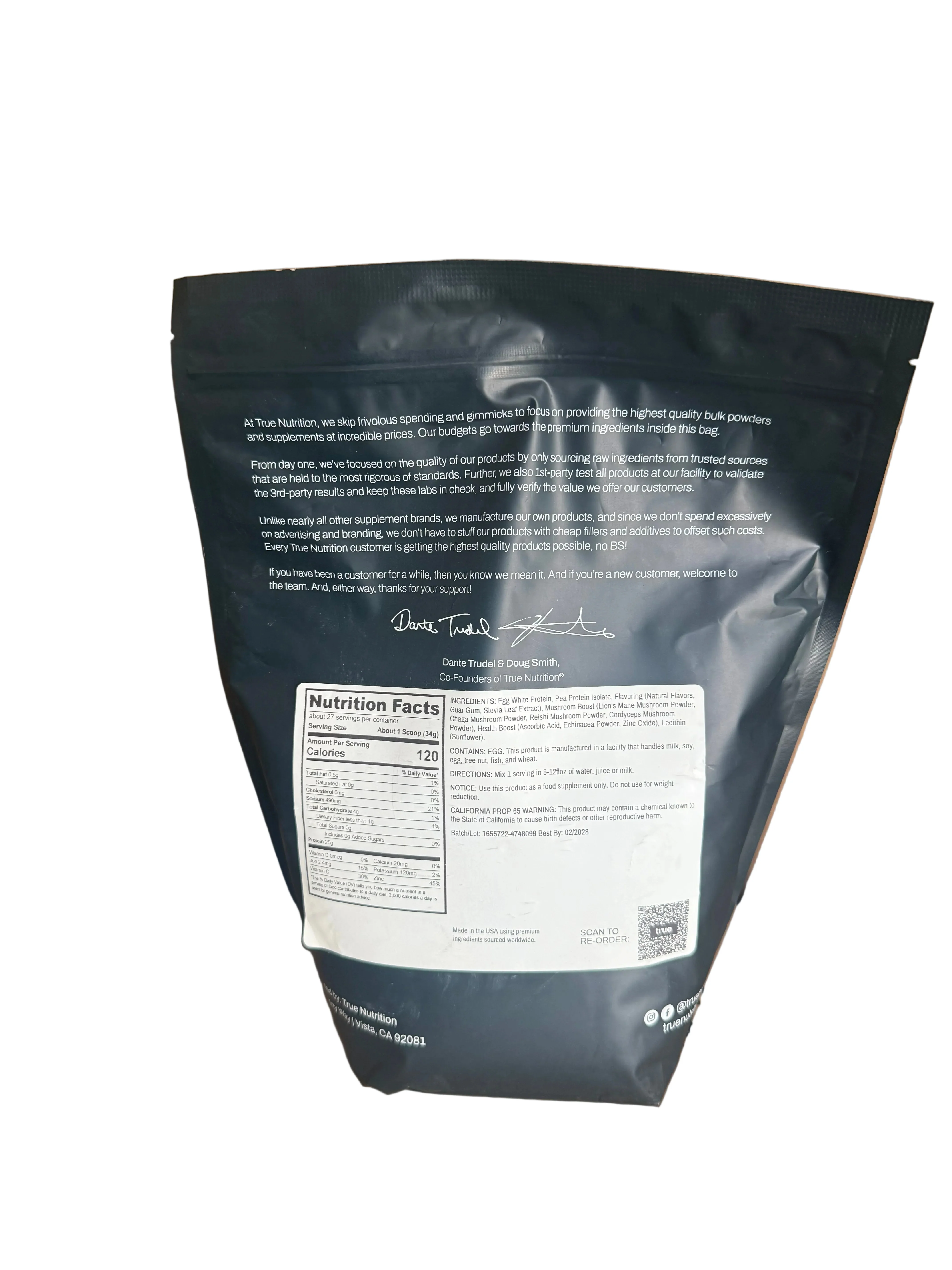 Trueflavor French Vanilla  WITH OTHER NATURAL FLAVORS 50% Egg White Protein, 50% Pea Protein Isolate non-GMO BOOSTS: Mushroom Blend Boost, Health Boost 2lb - Image 2