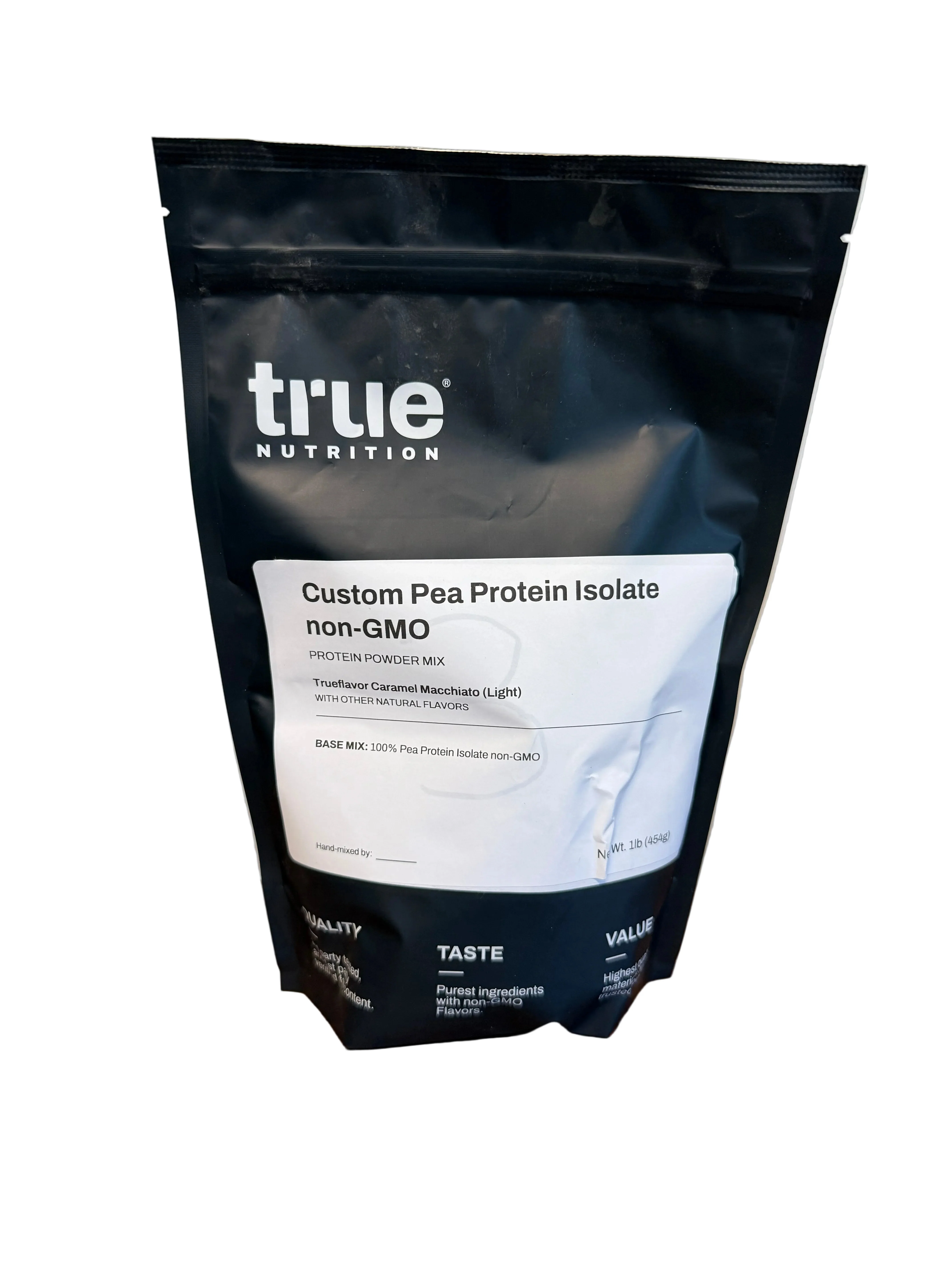 Pea Protein Isolate non-GMO Trueflavor Caramel Macchiato (Light) WITH OTHER NATURAL FLAVORS 100% Pea Protein Isolate non-GMO 1lb