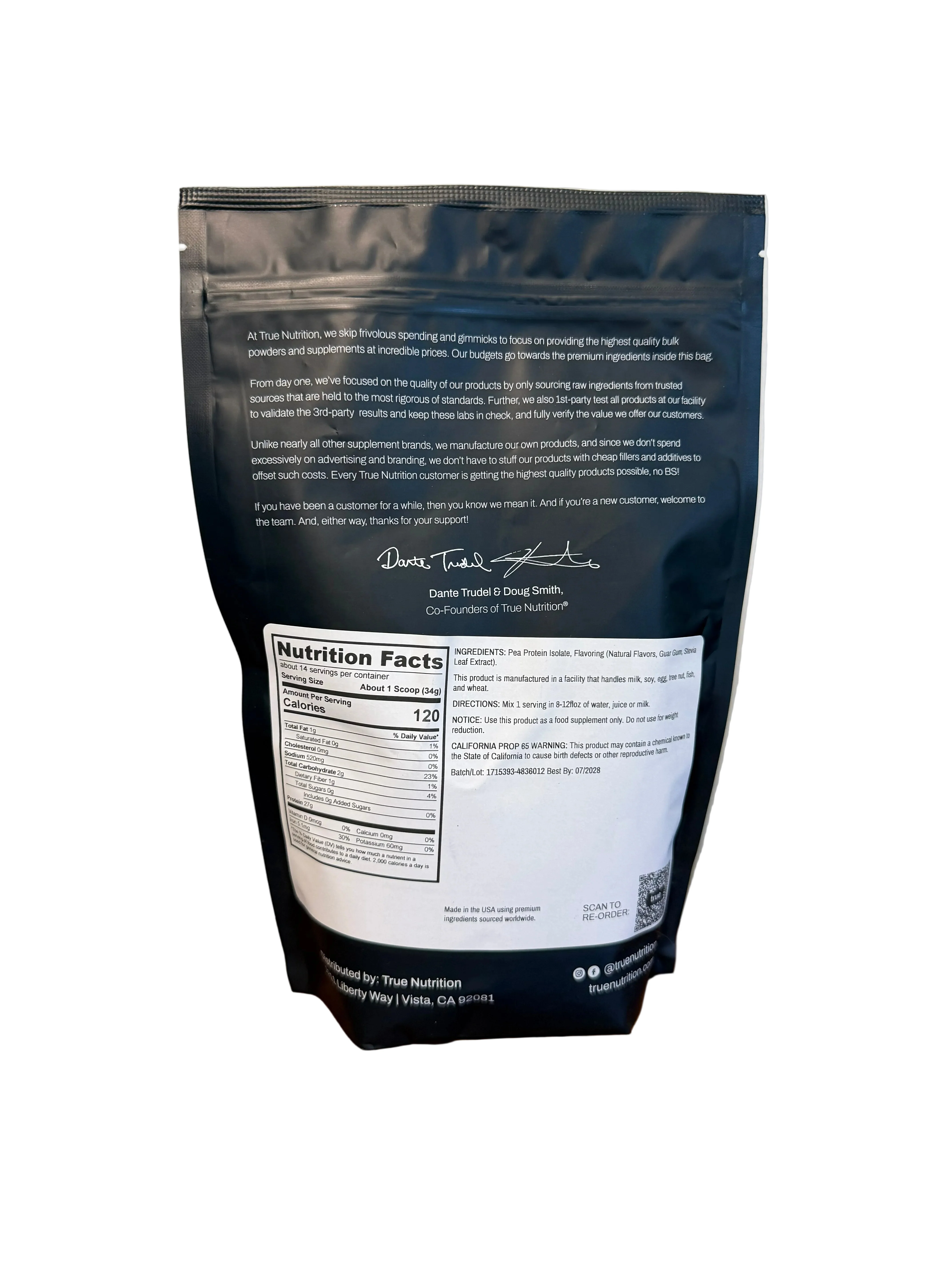 Pea Protein Isolate non-GMO Trueflavor Caramel Macchiato (Light) WITH OTHER NATURAL FLAVORS 100% Pea Protein Isolate non-GMO 1lb - Image 2